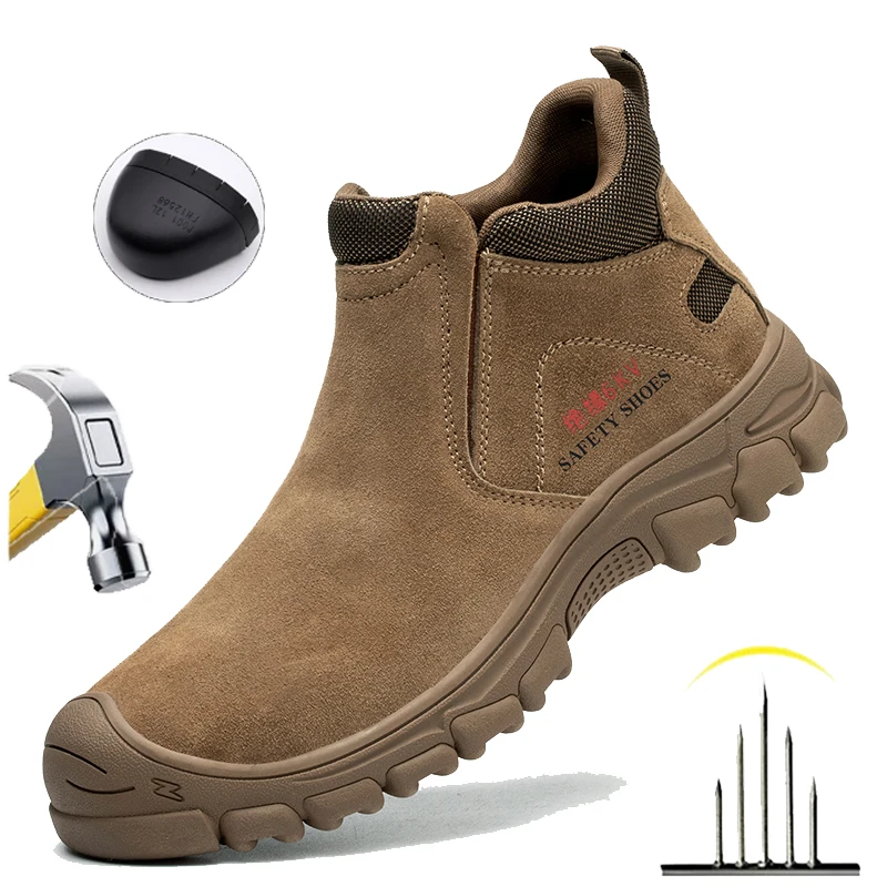 Niezniszczalne obuwie ochronne męskie antypoślizgowe gumowe dno buty robocze stalowe buty z palcami Anti-smash Anti-Hot spawacz obuwie ochronne