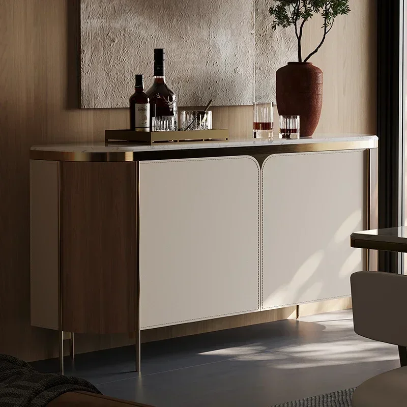 NEW Meal side household Italian natural marble stainless steel storage cabinet