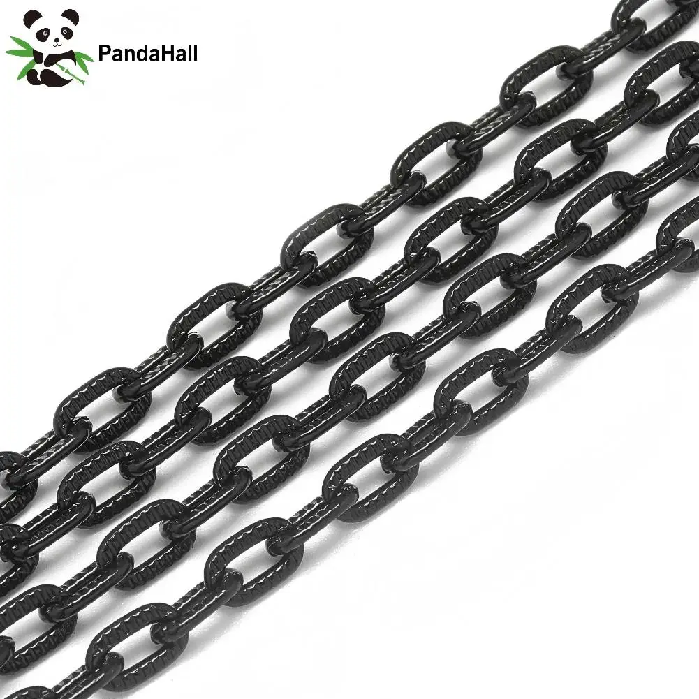 PandaHall 5M/lot 8mm Long Black Unwelded Aluminum Cable Chains Oval Shape Extended Chain for Jewelry Making Supplies