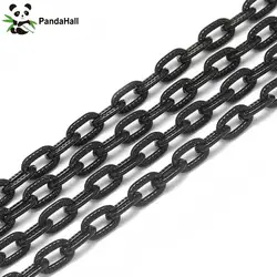 PandaHall 5M/lot 8mm Long Black Unwelded Aluminum Cable Chains Oval Shape Extended Chain for Jewelry Making Supplies