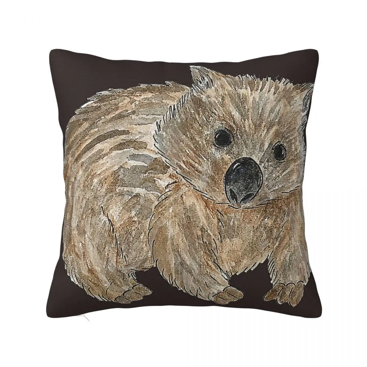 Wombat - Australian Animal Painting Square Pillow White Square pillow