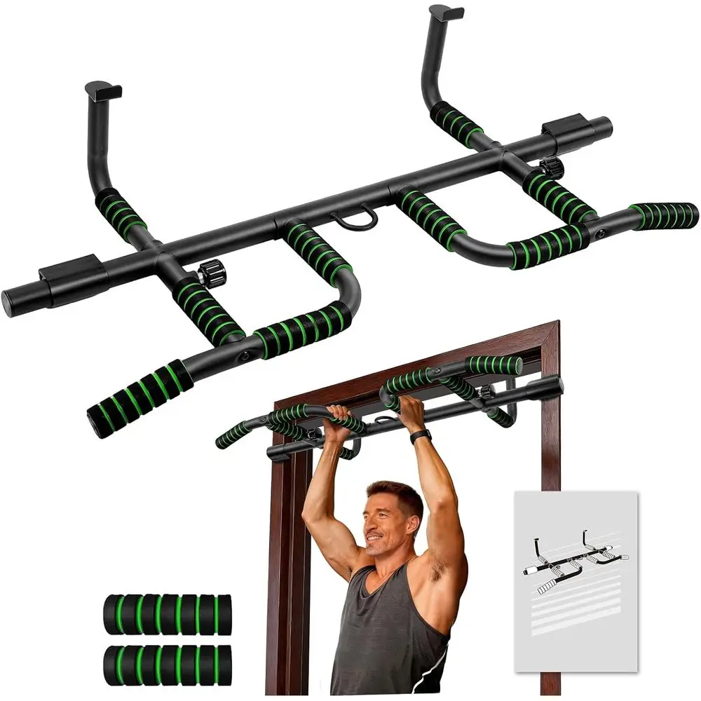 Upgraded Ergonomic Pull-Up Bar for Doorways, Supports Up to 440 lbs, No Screws Needed, Ideal for Indoor Exercise and Strength Tr