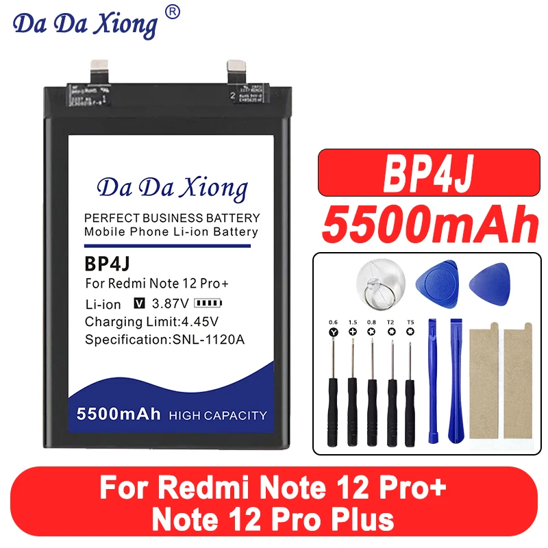 

Совершенно новый аккумулятор BP4J 5500 мАч для смартфона Xiaomi Redmi Note 12 Pro+/Note 12 Pro Plus, бесплатные инструменты