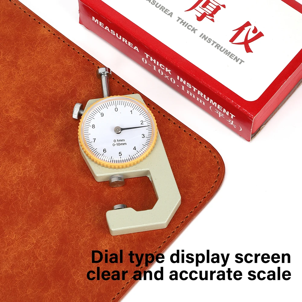 WUTA Leather Thickness Gauge Measuring Tools 0-10mm/0.1mm dial Paper Meter Tester for Hollow Pipe or Circular Tube Caliper