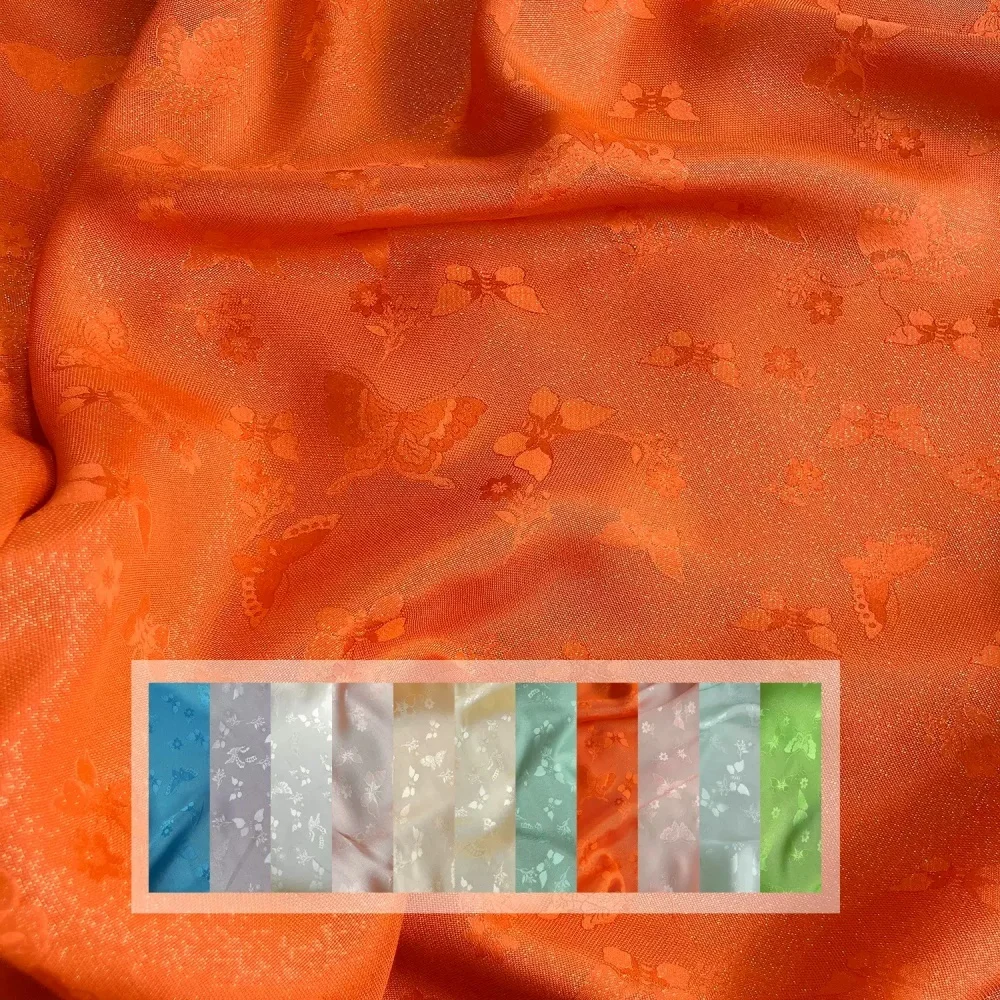 ベストセラーの人気商品、高品質で光沢のある蝶柄ラメ入り快適なシルクジャカード生地、女性用サマードレス衣料に最適