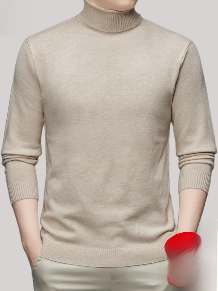 Eordos Men's High Collar 00 Pure Wool Sweater Casual Versatile Knitwear Base Layer Comfortable Warm Breathable Elastic