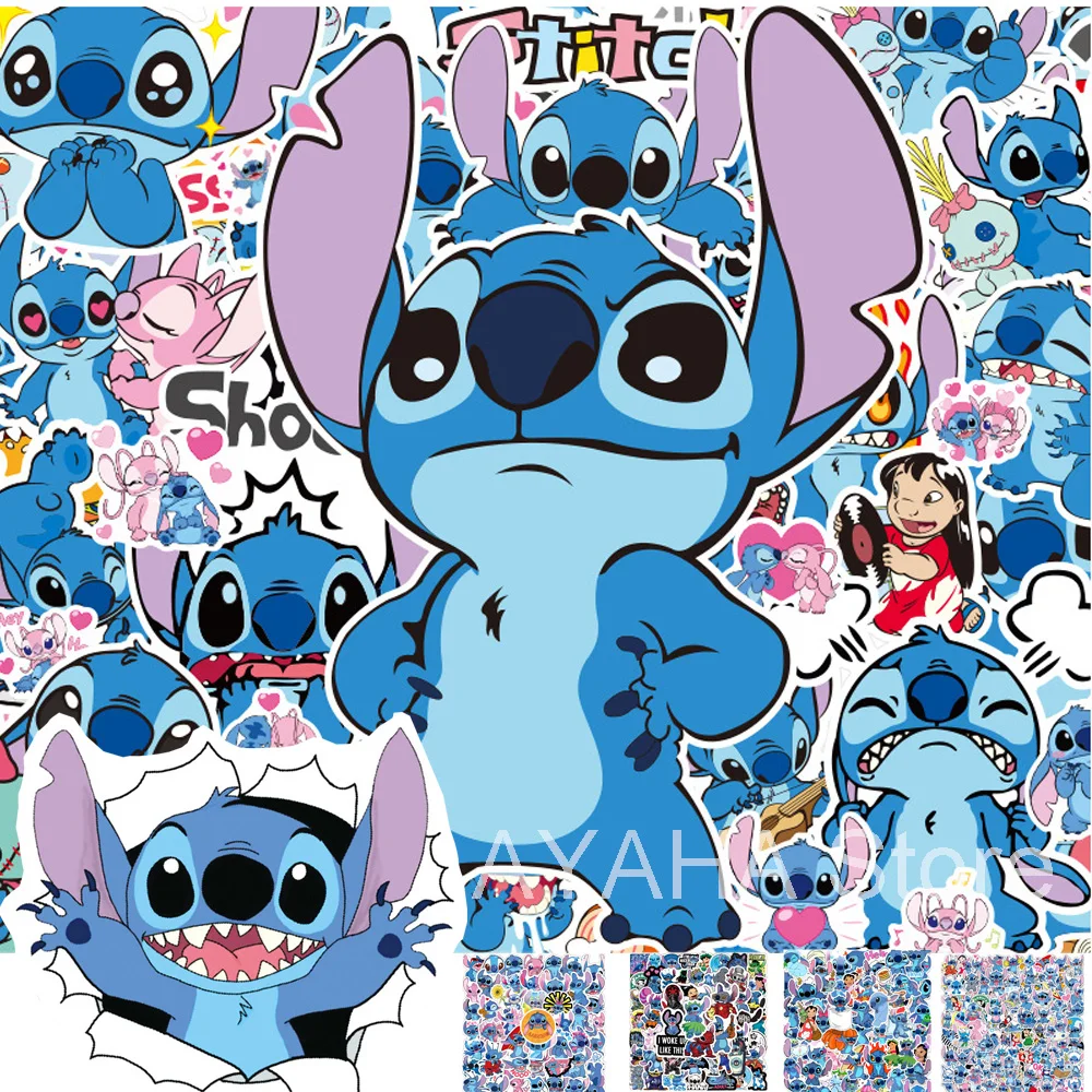 50/100PCS Disney Cartoon Cute Lilo Stitch Stickers for Kids DIY Skateboard Laptop Luggage Waterproof Kawaii Sticker Decals Toys