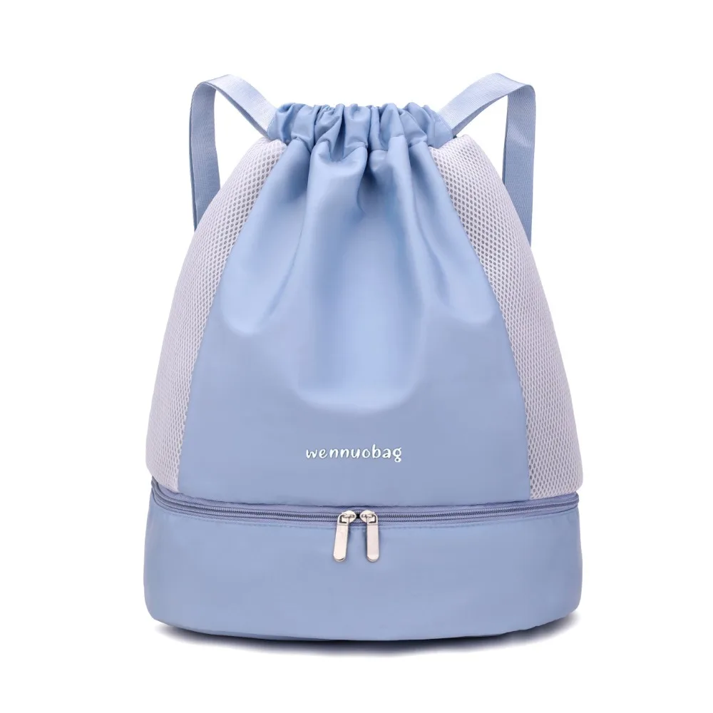 Portable Fashion Oxford Drawstring Backpack Casual Lightweight Sports Gym Bag Cinch String Shoes Compartment Travel Bag Teenager