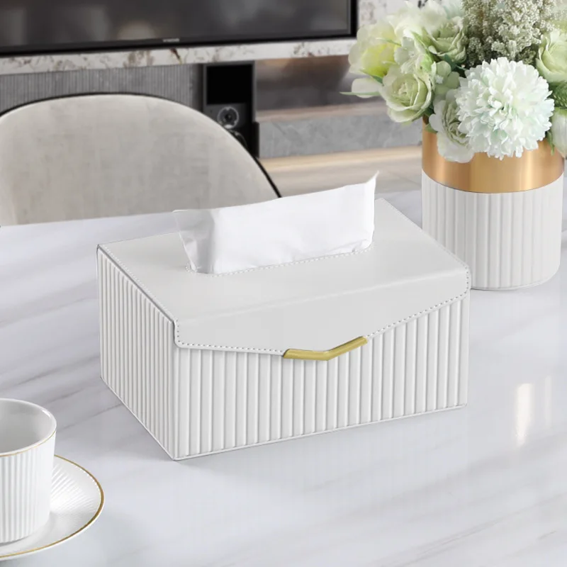 High-Quality Luxury Leather Tissue Box Lid-Flap Magnetic Tissue Holder Artistic Square Paper Storage Rack Napkin Case Home Decor