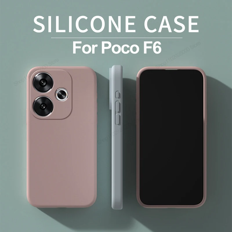 Poco F6 PocoF6 Case Luxury Square Liquid Silicone Soft Cover For Xiaomi Poco F6 Poco F 6 F6Pro PocoF6 Pro Shockproof Phone Cases