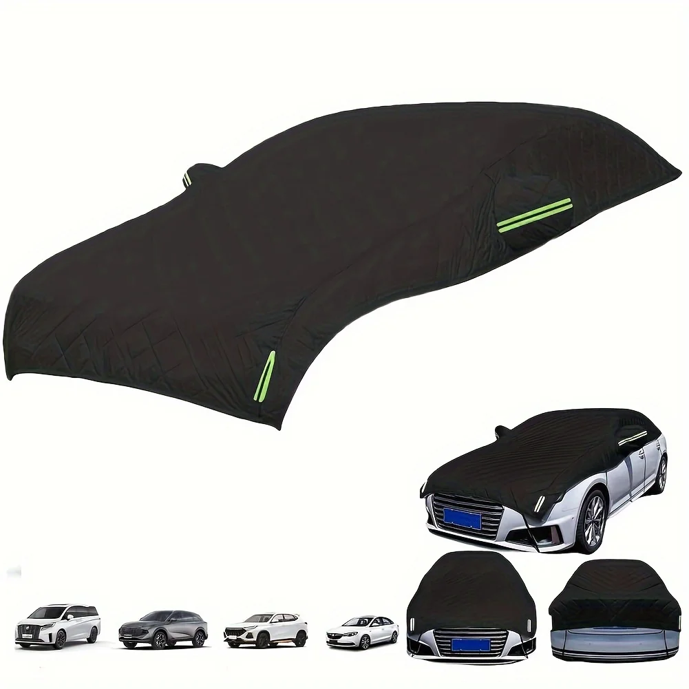 Full Vehicle Protector - Polyester Hail Protection Cover for Sedan & SUV, Thick Padded Security Blanket, Frost Guard with Mirror