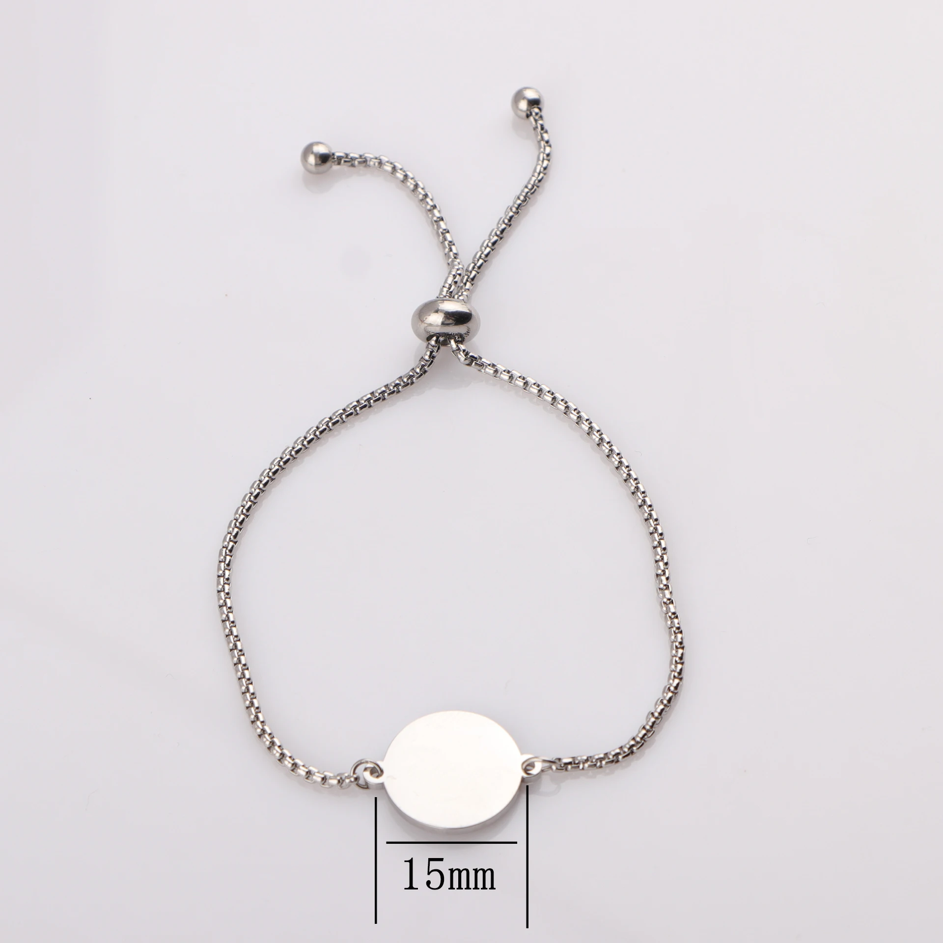 Spiegel Polish Ronde Blanks Tags Bedelarmband Roestvrij Staal Verstelbare Kettingarmband voor Vrouwen Meisjes DIY Sieraden Geschenken