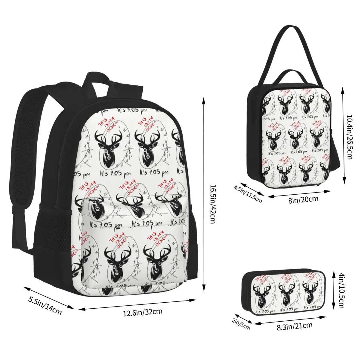 Hannibal Mads Mikkelsen Backpacks Kids Bookbag School Bags Rucksack Lunch Bag Pen Bag Three-Piece Set
