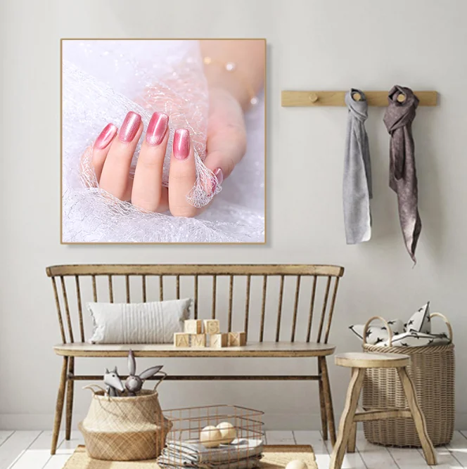 Nagelstudio-Poster, Wandkunst, Leinwanddruck, moderne Modefigur, Nagel-Make-up-Druck für Zuhause, Damen-Wohnheim-Dekoration, Bild