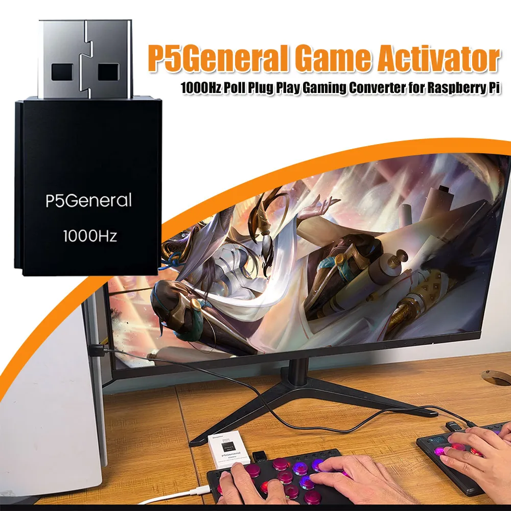 

P5General Game Converter USB Adapter with True 1000Hz Bidirectional Plug-and-Play Controller Converter Suitable for Raspberry Pi