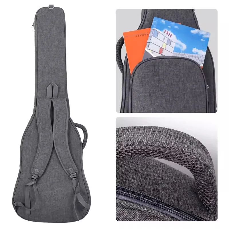 Gray Color Waterproof Electric Guitar Bag Double Shoulder Electric Bass Bag 38-41inch Guitar Gig Bag Classic Guitar Case 39inch