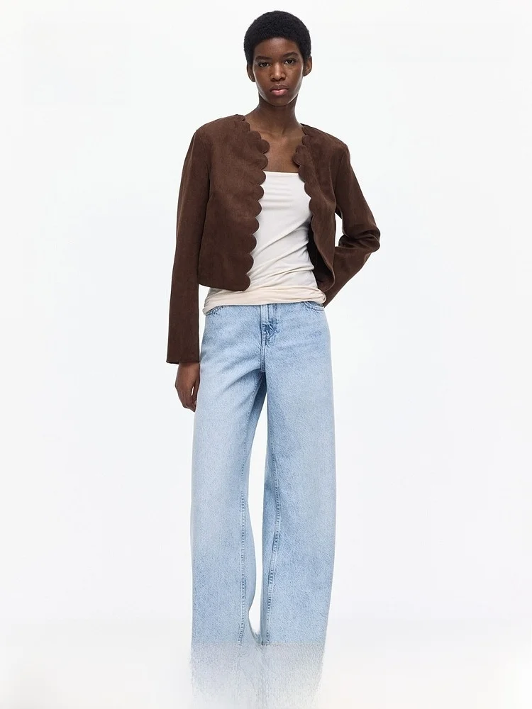 

H&M Women's Short Coat 1323148 Wave Simple Style Polyester Fiber Short Length Universal Fit Spring Season