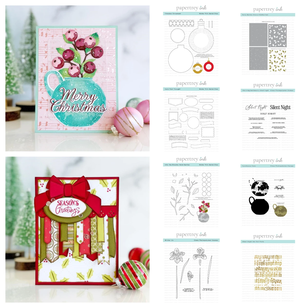 

Metal Cutting Dies for Scrapbooking Stitched Christmas Holiday Stamps Stencils Embossing Holly Berries Stencil Collection Craft