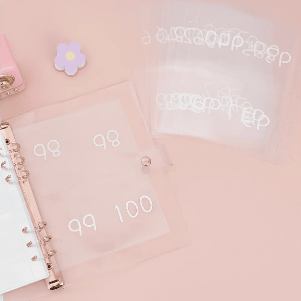 الإدارة المالية 100 مغلف تحدي التوفير 100 مغلف فضفاض أوراق الموثق A5 مجموعة المجلدات الميزانية زهر الكرز #2