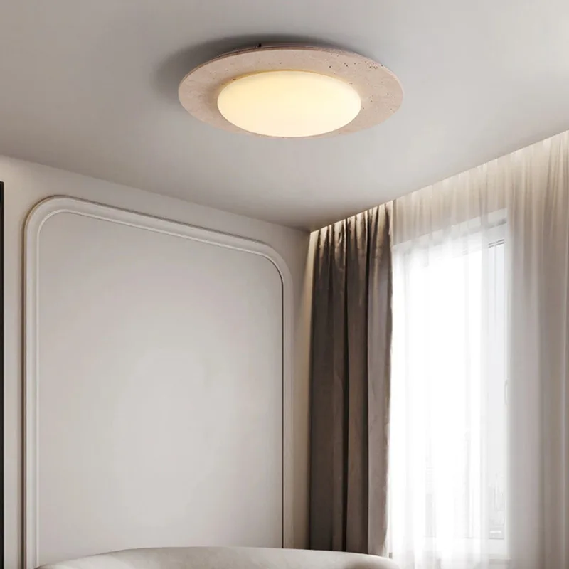 Circular Yellow Cave Stone Ceiling Lights Bedroom Wabi Sabi Style Simple Study Living Dining Room Indoor Ceiling Lamps Fixtures