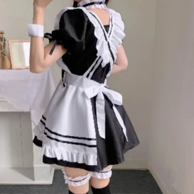 S-5XL Black Cute Costumes Girls Women Lovely Maid Outfit Cosplay Costume Japanese Animation Show Lolita Dress Clothes MN3