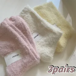 Mink Fleece Super Soft Socks for Women Ins Solid Winter Warm Thicken Coral Plush Sock Thermal Snow Home Sleep Floor Kawaii Sox