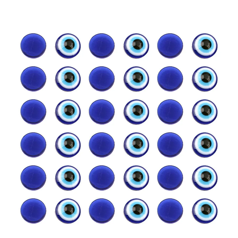 

100Pcs Flat Back Blue Evil Eye Resin Beads 12x12mm Oblate for Jewelry Making DIY Necklace Bracelet Craft Blue Eyes Bead