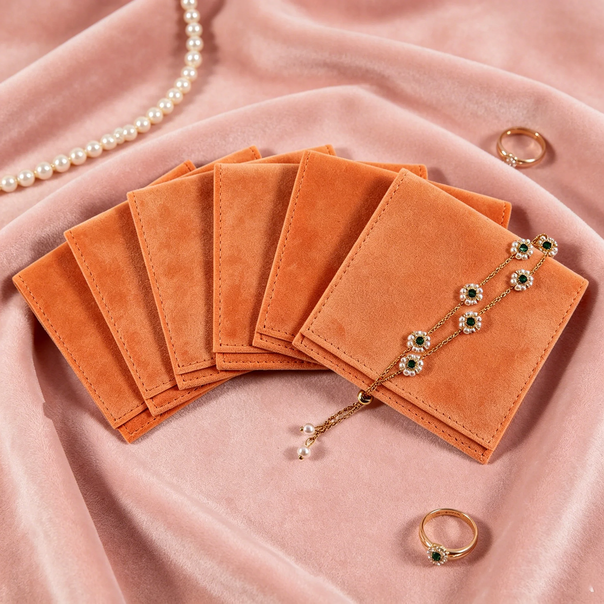 

SheepSew 50pcs 8*8cm Microfiber Jewelry Bag NO LOGO High Quality Velvet Pouch Bag Jewelry Packaging Pouch Without Logo
