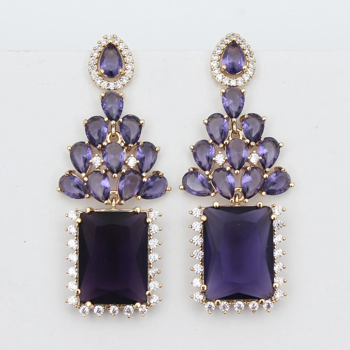 Women's Dangle Earrings Transparent Purple Drop Block Hanging Earrings Female Elegant Jewelry Gift