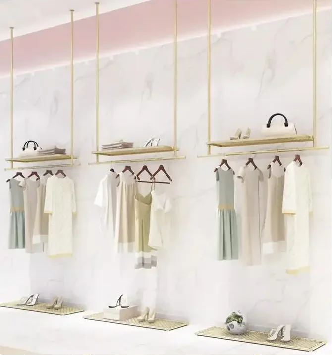 Clothing store ceiling hanger wall hanging display rack women's clothes hanger