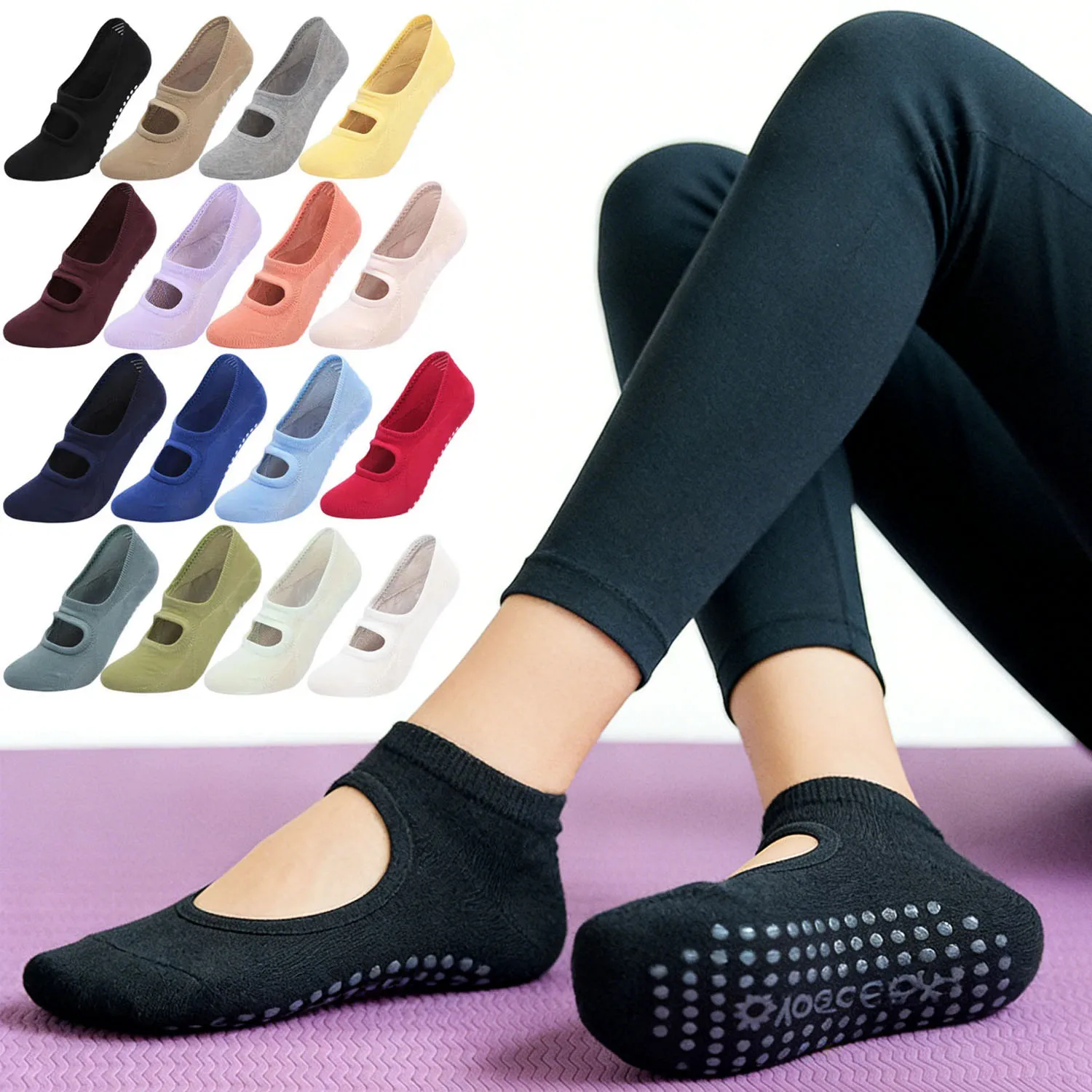 

Backless Non-slip Fitness Yoga Socks Cotton Women Sport Pilates Socks Ballet Dance Slippers Barefoot Sock Workout for Gym