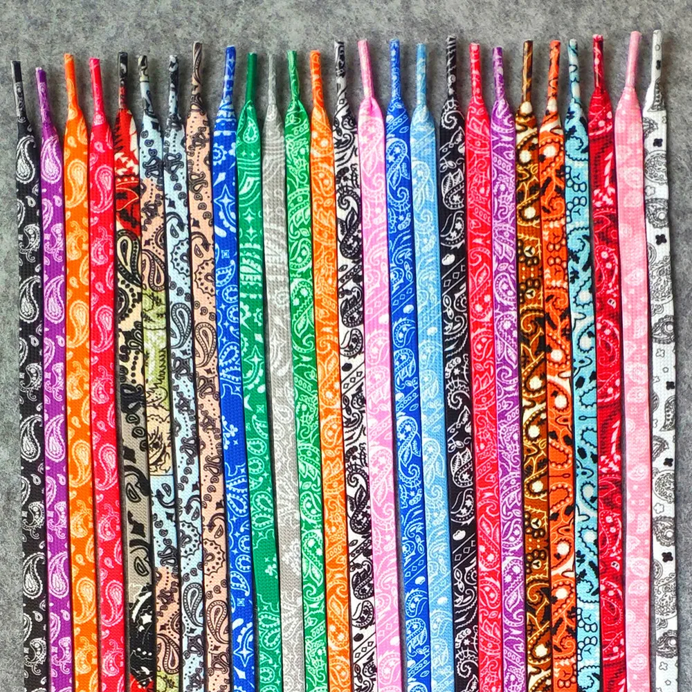 High Quality Cashew Flowers Shoelaces 120/140/160 cm Women Men Red Black Blue Hand-painted Sports Casual Basketball Shoes Laces