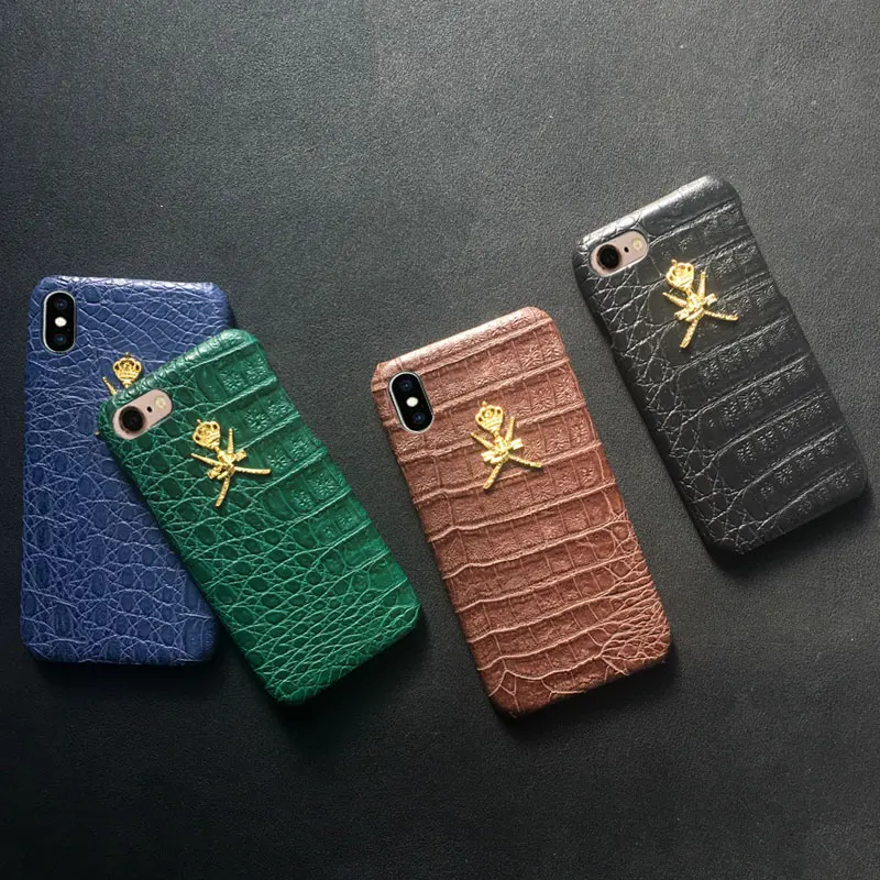 Oman National Emblem Leather Case For Iphone 13 Pro 12 Mini 11 Pro X 7 8 6 6S Plus XS Max XR Crocodile Skin Leather Hard Covers