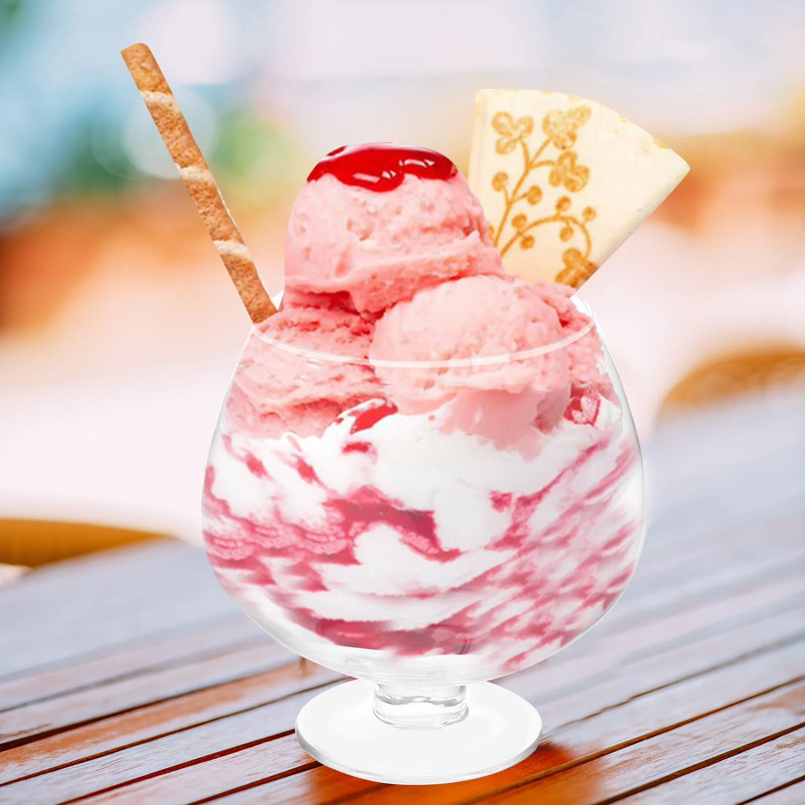 

Large Glass Ice Cream Cup Dessert Goblet Creative Fruit Cake Serving Bowl Microwave Refrigerator Safe Food Storage Bowl