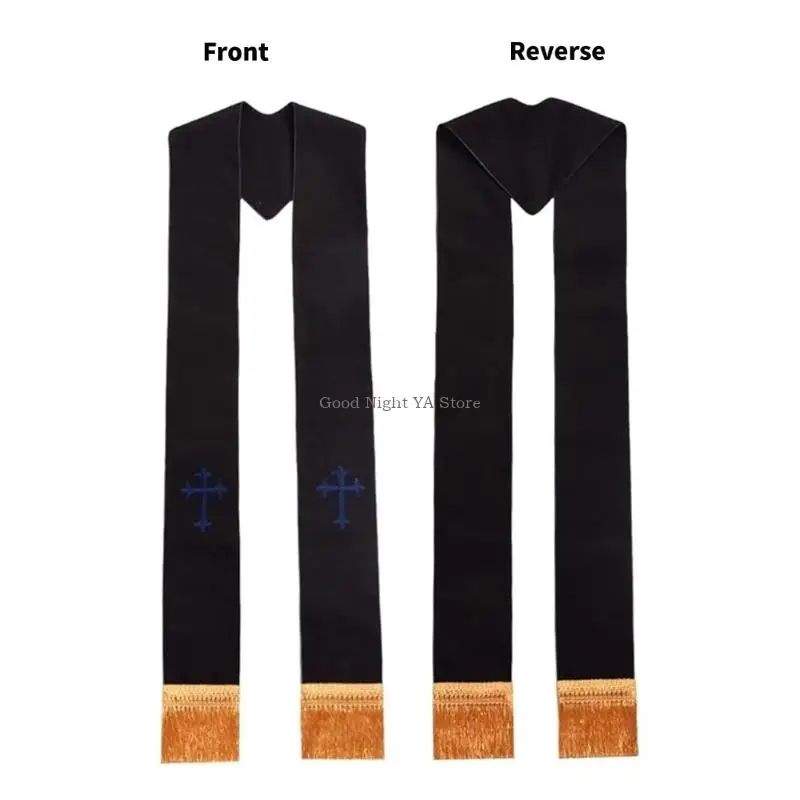

Элегантный черный шарф священника, шаль для религиозной церемонии, легкий полиэстер, палантин для духовенства и пастора для