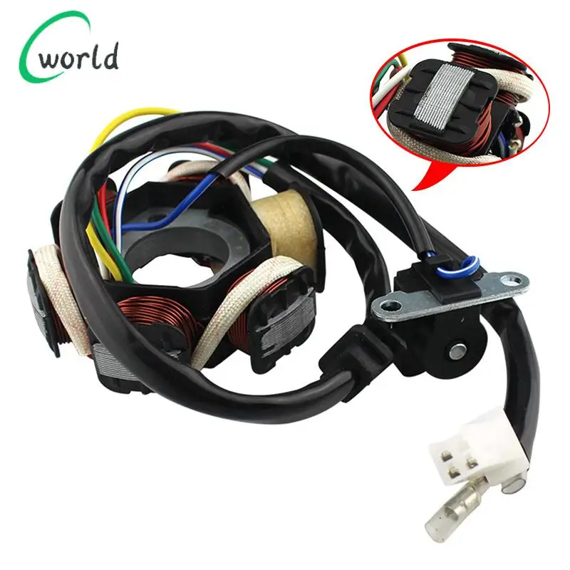 

6-полюсный 5-проводный полуволновой статор зажигания (магнето) для Gy6 50cc 70cc 90cc 110cc 125cc ATV, квадроциклов, мини-мотоциклов