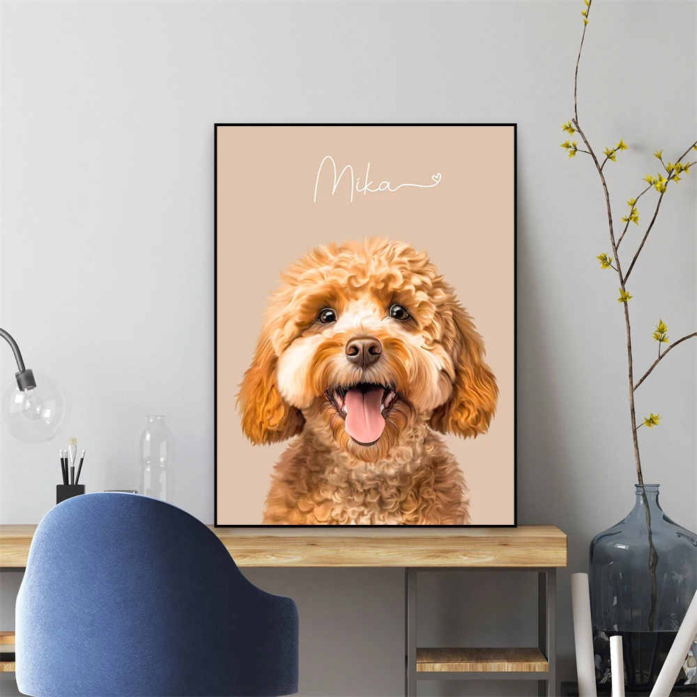 

Dog Portrait Custom Poster Pet Portrait Poster Canvas Painting Pet Memorial Portraits Canvas Painting Personalized Gift Decor