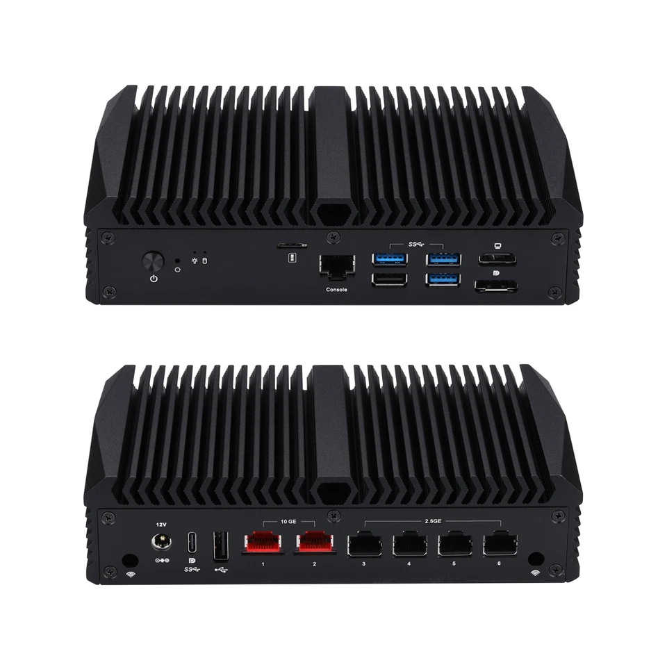 Qotom 미니 PC Q10900H6 시리즈 N100/ I3-N305 프로세서 2x 10G LAN 4x 2.5G LAN DDR5 RAM 1U 랙 옵션을 갖춘 DIY 소프트 라우터 게이트웨이 썸네일 7