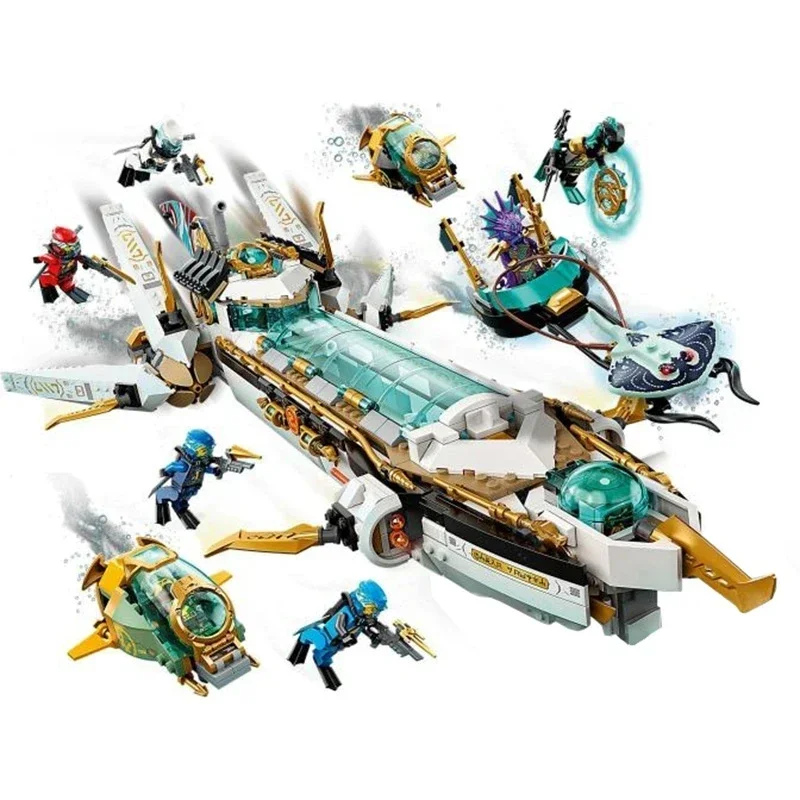 Décennie s de construction Hydro Bounty, série Ninja, saison 16, figurines Nya, sous-marin, jouets en briques compatibles, cadeaux pour garçon, nouveau, 71756