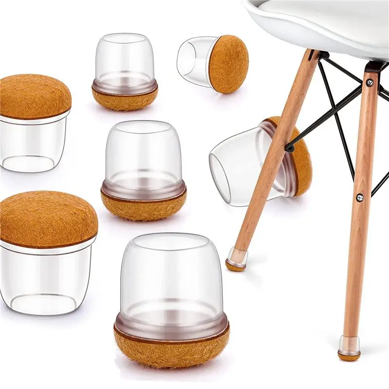 A74E-Protective Caps For Chair Legs, Pack Of 32, Round Silicone Chair Leg Caps With Felt Pads, Tables And Chairs(14-19Mm)