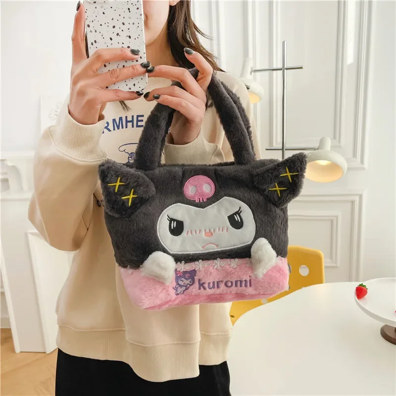 5styles Sanrio plush handbag New Cartoon Stitch Plush Children's School Bag Kindergarten Cute Fashion Color Blocking Backpack