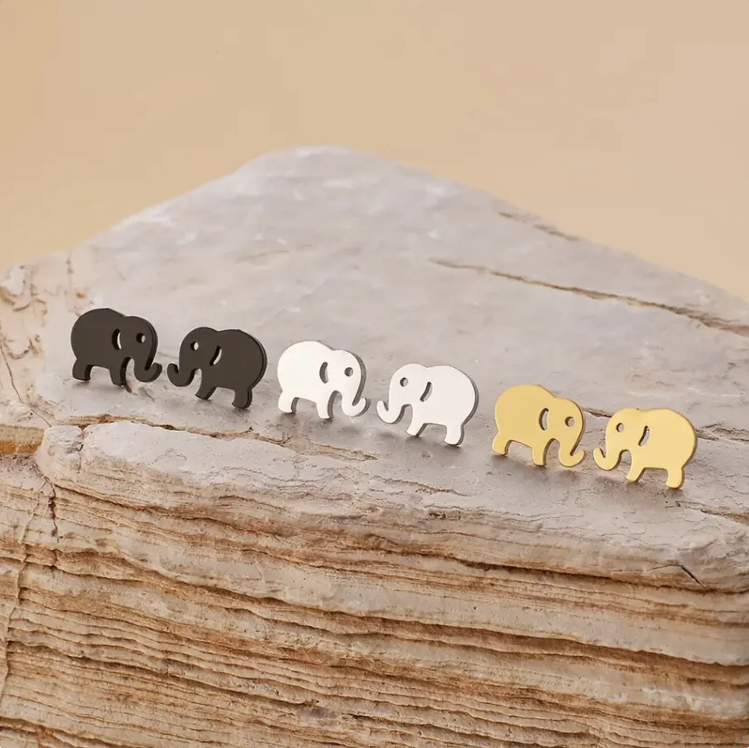 Set Of Adorable Elephant Shaped Stud Earrings Simple Elegant Style Lightweight Female Ear Ornaments For Daily Life