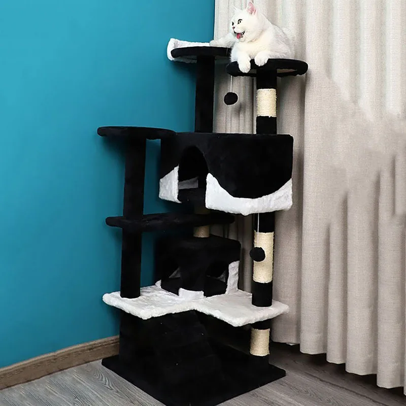 

Climbing Frame Black Games Park Pet Toys, Interactive Cat Tree House, Activity Center, Scraper Tower Furniture