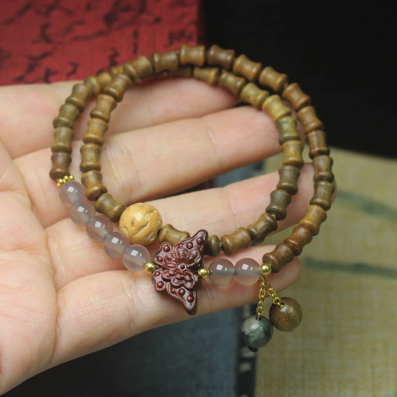 

Green Sandalwood Bamboo Bead 5*7 Double Circle Buddhist Beads Women's Butterfly Rosary Personalized DIY Bracelet Accessories Jew