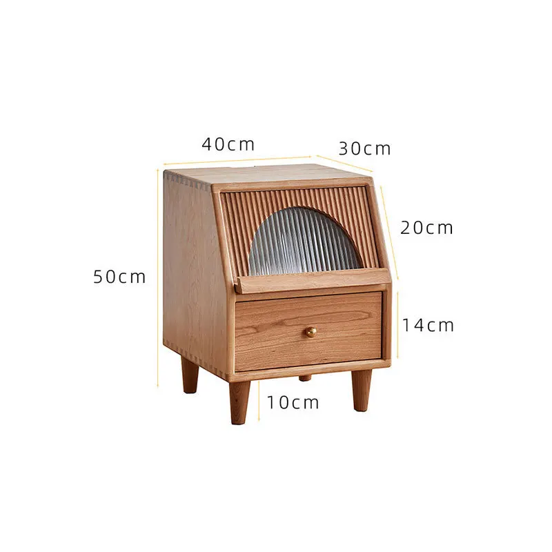 ตู้ข้างเตียงไม้เนื้อแข็งสไตล์นอร์ดิก ตู้ข้างเตียงแบบญี่ปุ่นทันสมัยพร้อมลิ้นชักเก็บของ ตู้ข้างเตียงไม้วอลนัทสีดำและไม้เชอร์รี่