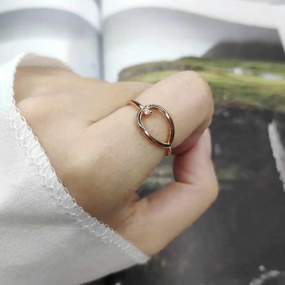 ZHOUYANG Simple Geometry Rings For Women Hollow Out Small Zircon 3 Color Daily Comfortable Finger Ring Fashion Jewelry R907