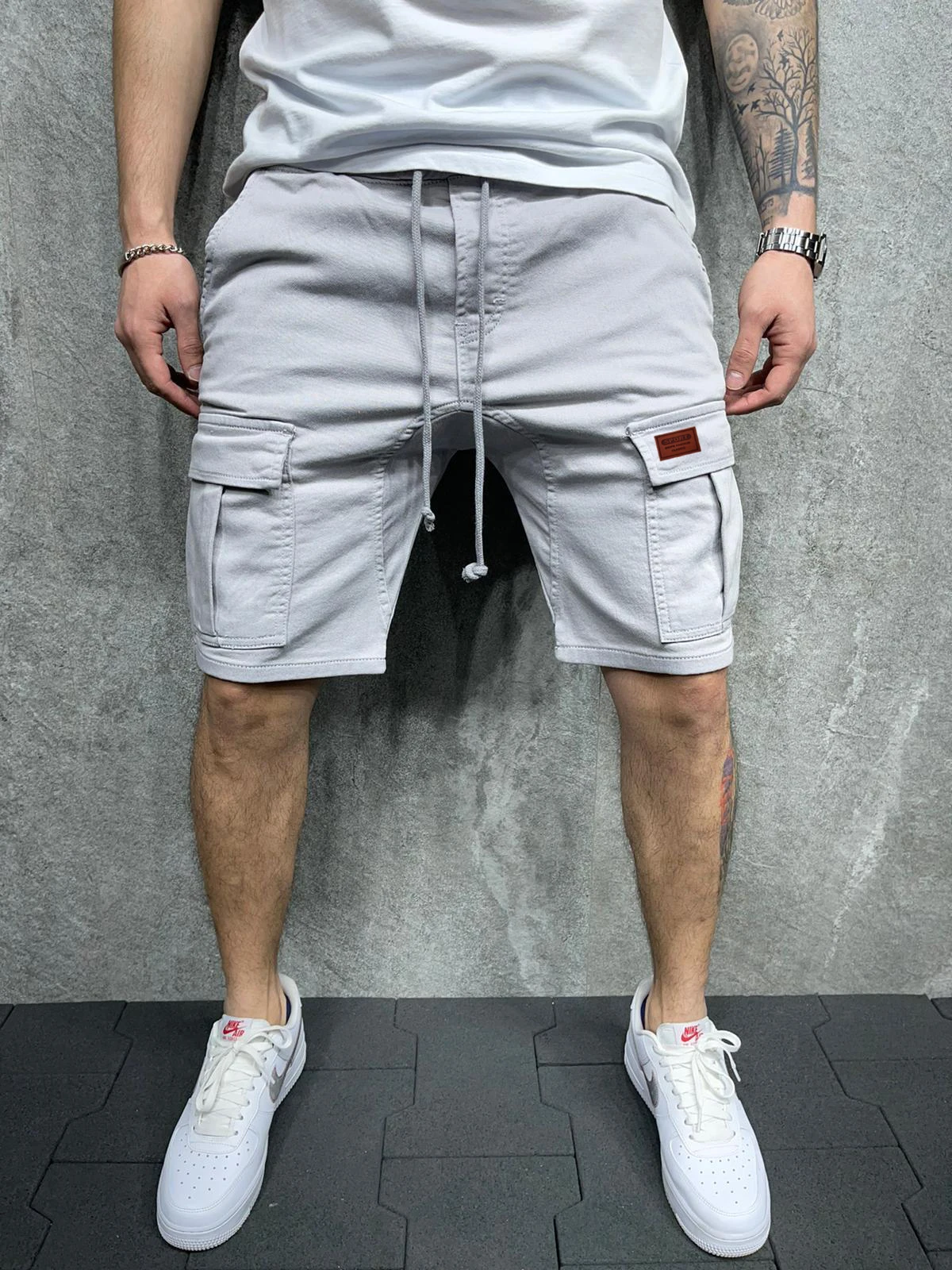 Men's Summer Breeches and Shorts 2023 Woven Pocket Paste Leather Cargo Shorts Homme classic Brand Clothing Casual Shorts