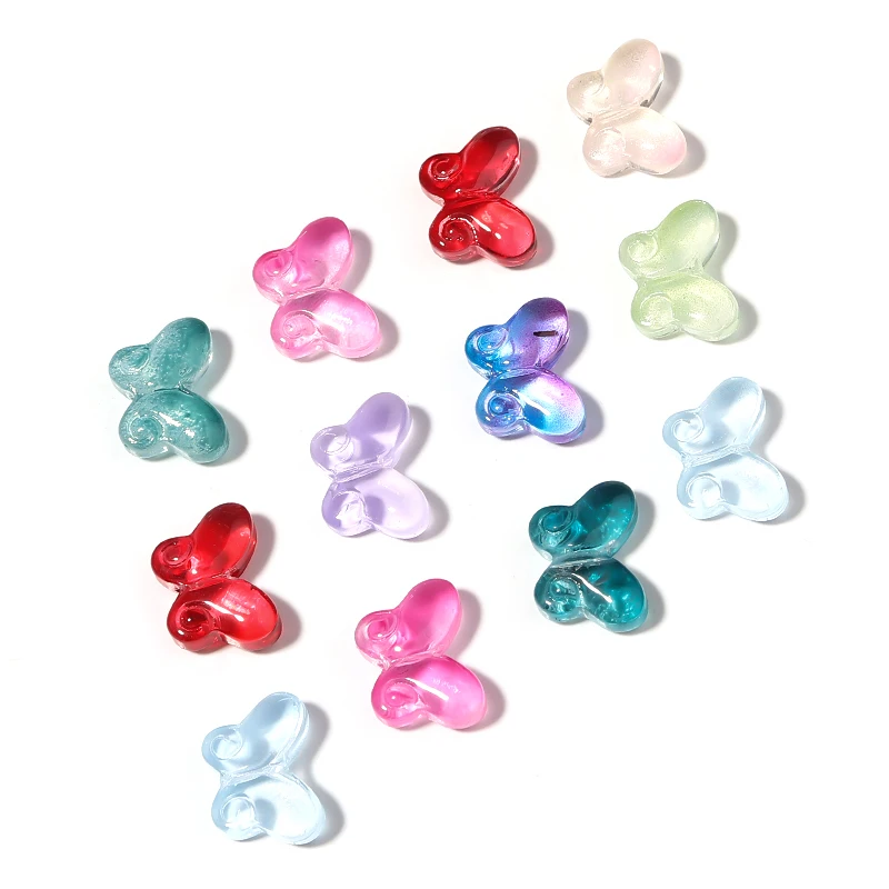 50pcs Lampwork Glazed Beads Mix Color Butterfly Shapes Czech Glass Loose Bead for Jewelry Making DIY Earring Necklace Findings