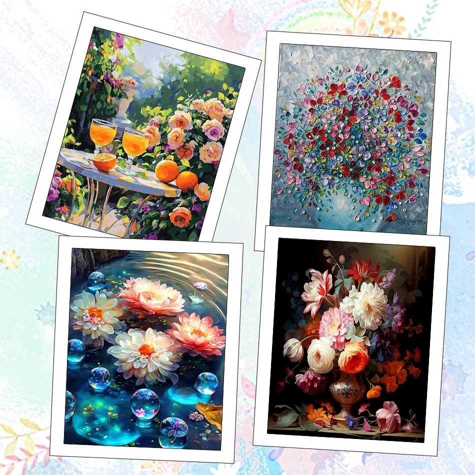 

RUOPOTY 40X50cm Canvas Painting By Numbers Flowers Adult Coloring Acrylic Paints Watercolor Diy Crafts Picture Drawing Kits Set