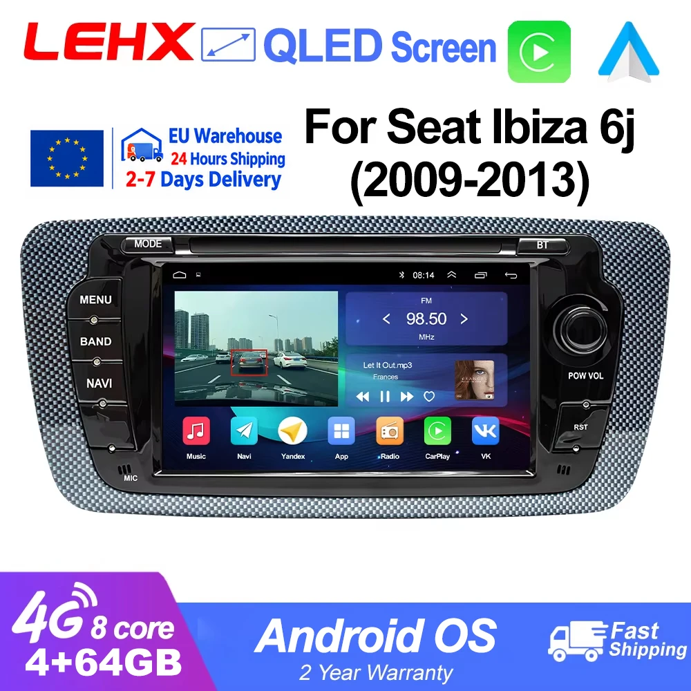 LEHX 8 Core Android CarPlay Wireless 2 Din per Seat Ibiza 2009-2013 Android Auto GPS Bluetooth WIFI FM Autoradio Unità Principale Stereo Auto Lettore Multimediale Navigazione GPS